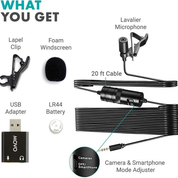 Hrayzan Webcam 1080p + Movo LV1-USB Lavalier Microphone for Computer - Picture 8 of 11